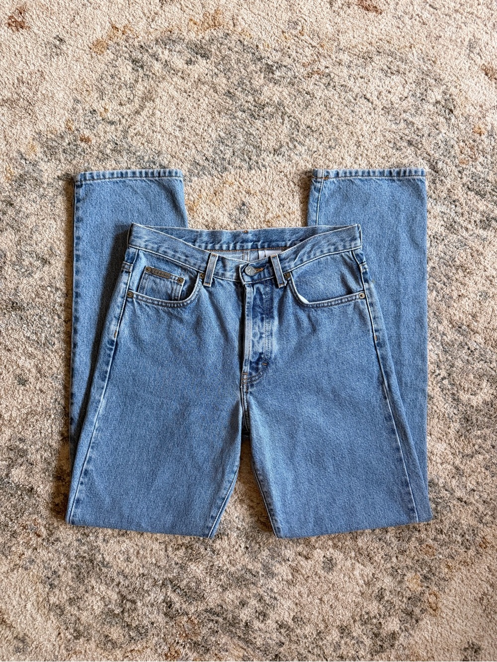 VTG 90s Calvin Klein Low Rider Straight Leg Button Fly Jeans Double Stone Wash